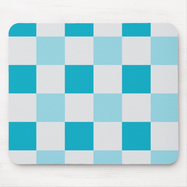 White And Blue Checkerboard Pattern  Mouse Pad (Front)