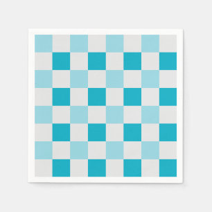 White And Blue Checkerboard Pattern Napkins
