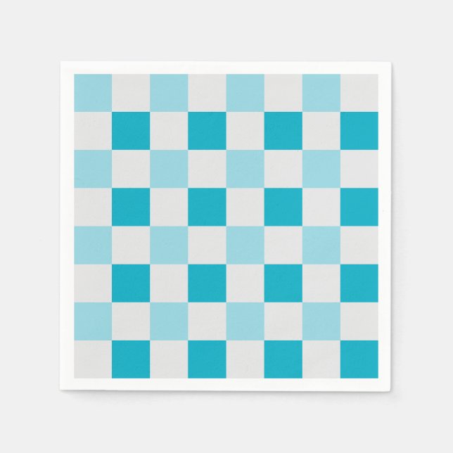 White And Blue Checkerboard Pattern Napkins (Front)