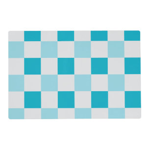White And Blue Checkerboard Pattern Placemat