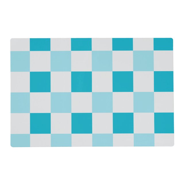 White And Blue Checkerboard Pattern Placemat (Front)