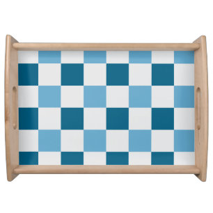 White And Blue Checkerboard Pattern  Serving Tray