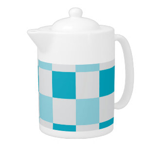 White And Blue Checkerboard Pattern Teapot