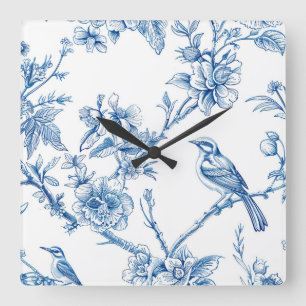 White and Blue Chinoiserie Wall Clock