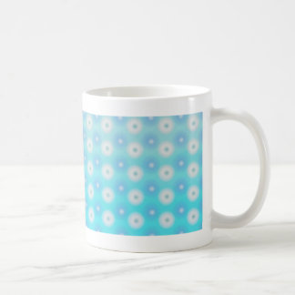 white and blue circles coffee mug