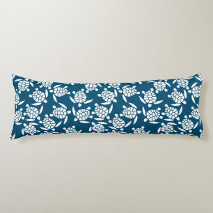 White and Blue Coastal Style Turtle Pattern Body Pillow