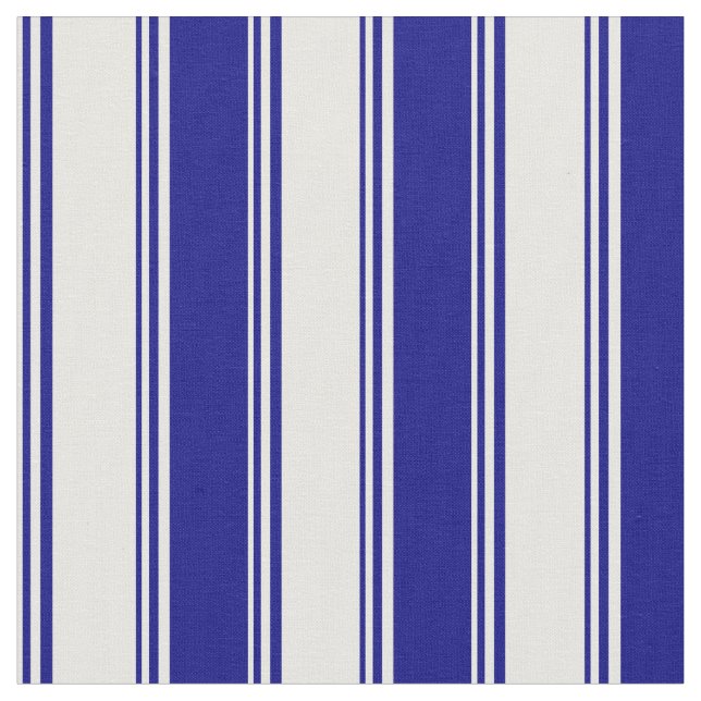 White and Blue Colored Lined Pattern Fabric (Close Up)