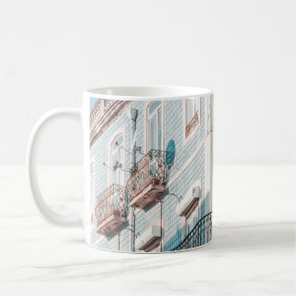 WHITE AND BLUE CONCRETE BUILDING COFFEE MUG