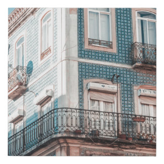 WHITE AND BLUE CONCRETE BUILDING FAUX CANVAS PRINT