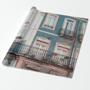 WHITE AND BLUE CONCRETE BUILDING WRAPPING PAPER