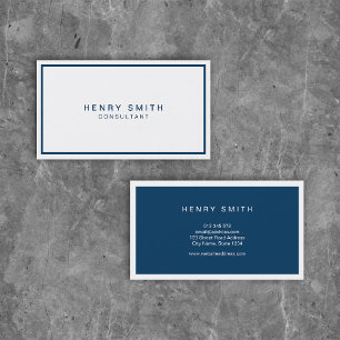 White and Blue Corporate Modern Professional Business Card
