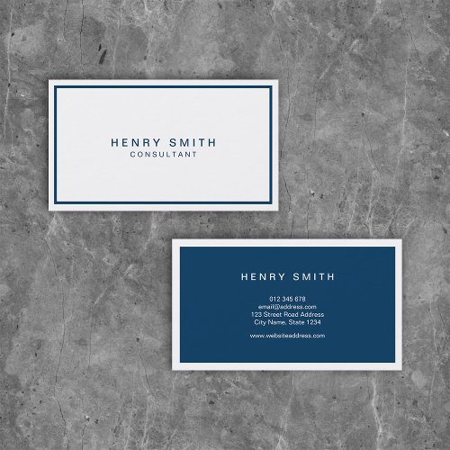 White and Blue Corporate Modern Professional Business Card