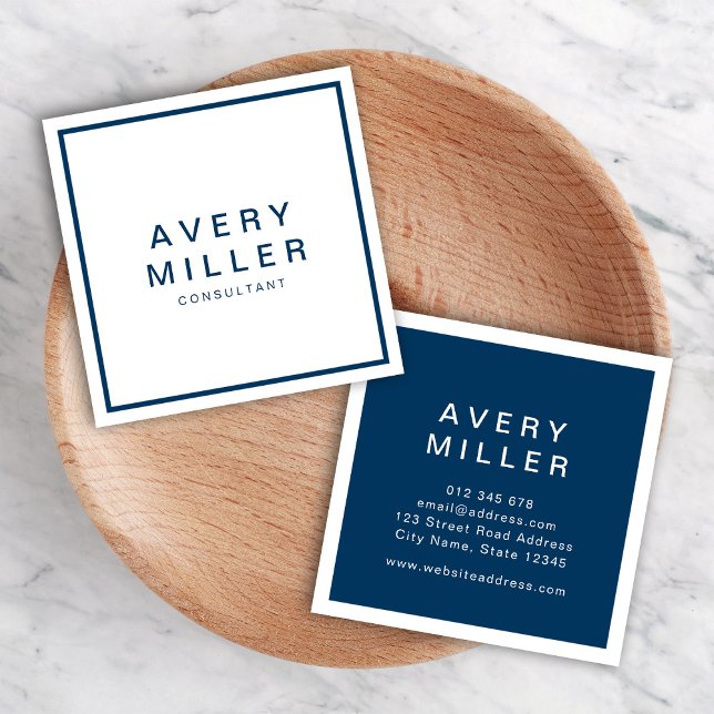 White and Blue Corporate Modern Professional Square Business Card (Creator Uploaded)