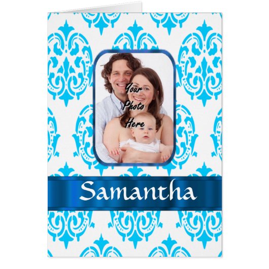 White and blue damask cards (Front)
