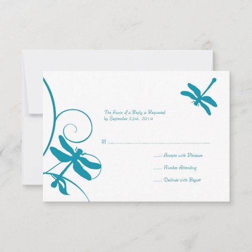 White and Blue Dragonfly Wedding RSVP