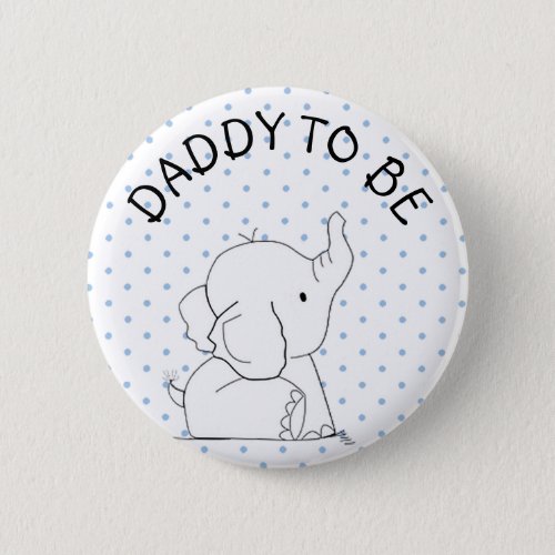 White and Blue Elephant Baby Shower Pin Dad to be