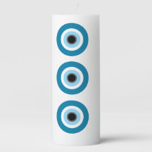 White and Blue Evil Eye Pillar Candle