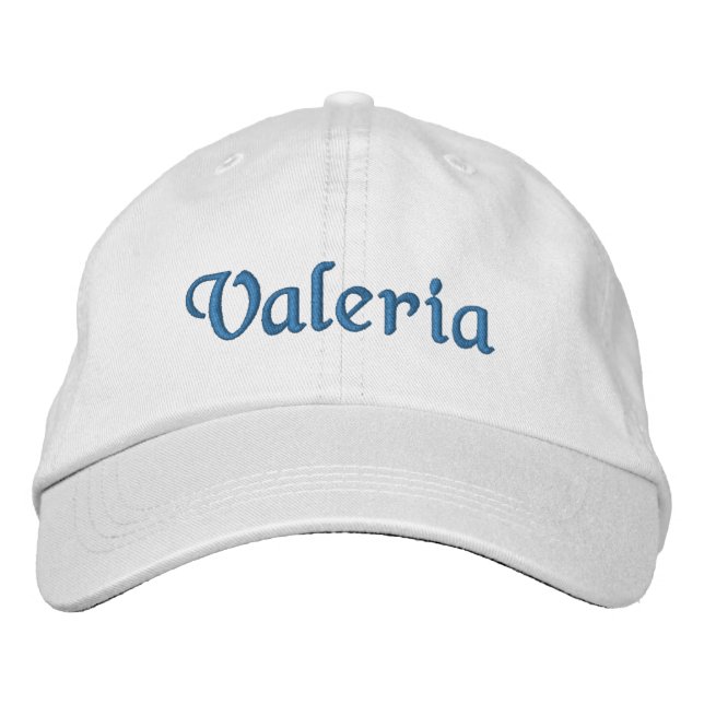 White and Blue Feminine Custom Name Embroidered Baseball Cap (Front)