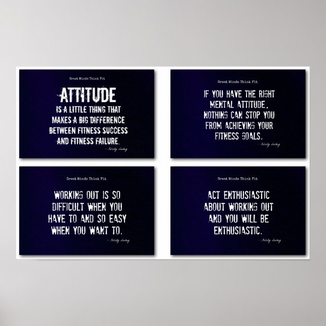 White and Blue Fitness Quotes with Attitude! Poster (Front)