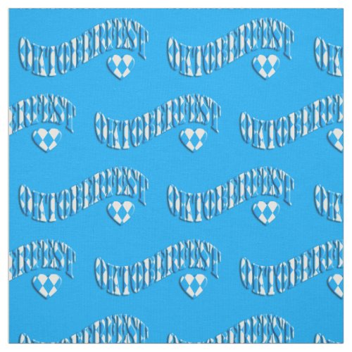 White and Blue Flag Colors Heart Oktoberfest Fabric