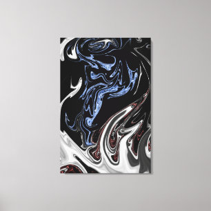 White And Blue Flames Abstract Art Best fine art Canvas Print
