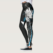 White and Blue Floral Leggins