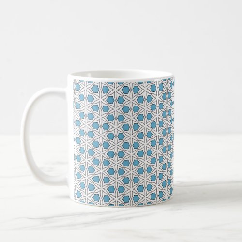 White and Blue Floral Mosaic Coffee Mug