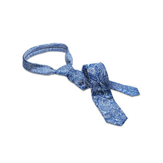 White And Blue Floral Paisley Pattern Neck Tie