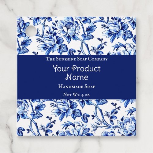 White and Blue Floral Soap Cosmetics  Favor Tags