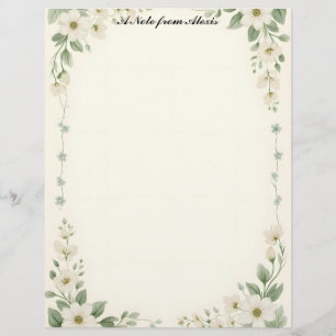 White and Blue Flower Frame Letterhead