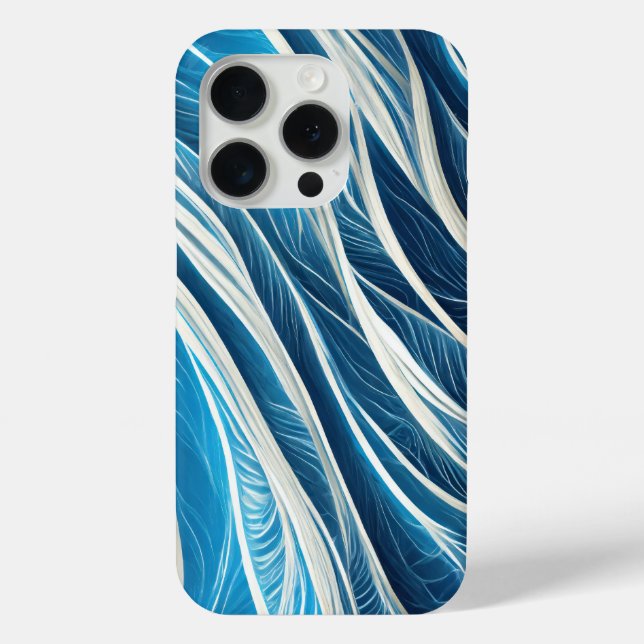 White and blue flowing lines with texture Case-Mate iPhone case (Back)