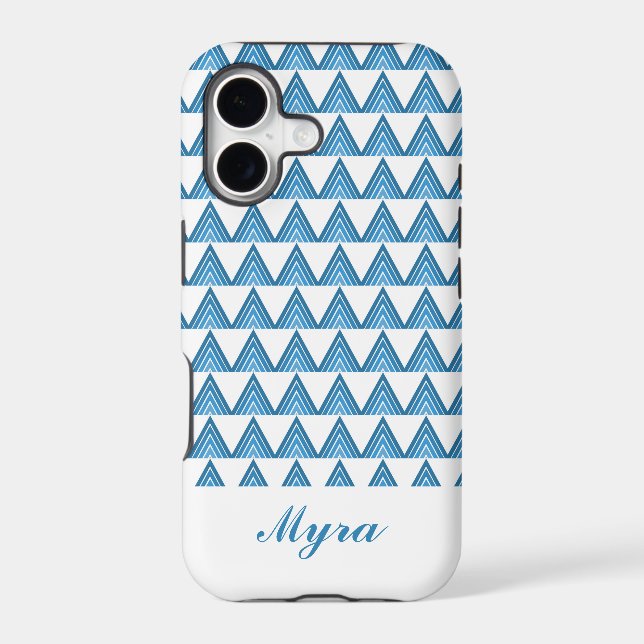 White and Blue Geometrical Pattern Design Iphone Case (Back)