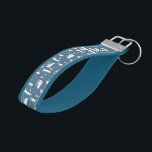 White and Blue Golf Symbols Pattern Wrist Keychain<br><div class="desc">A seamless pattern featuring white-on-blue golf-themed symbols with a custom monogram. It comes in reversed colors.
This makes a perfect gift for the golfer in your life.</div>