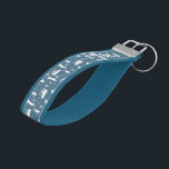 White and Blue Golf Symbols Pattern Wrist Keychain<br><div class="desc">A seamless pattern featuring white-on-blue golf-themed symbols with a custom monogram. It comes in reversed colors.
This makes a perfect gift for the golfer in your life.</div>