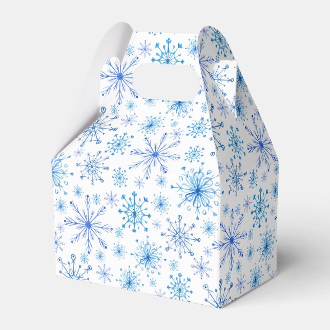 White and Blue Ice And Snowflakes Favor Boxes (Front Side)