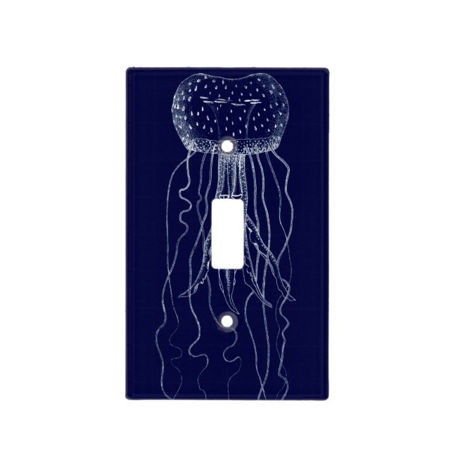 White and Blue Jellyfish Light Switch Cover (Front)