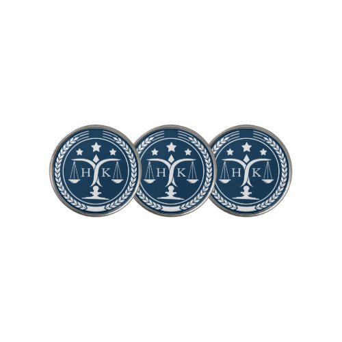 White And Blue Justice Logo Monogram Golf Ball Marker