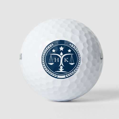 White And Blue Justice Logo Monogram Golf Balls