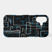White and Blue Lined Pattern over Black Samsung Galaxy Case (Back Horizontal)