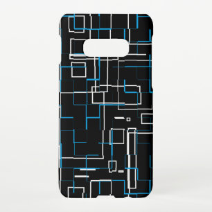 White and Blue Lined Pattern over Black Samsung Galaxy S10E Case