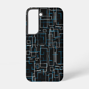 White and Blue Lined Pattern over Black Samsung Galaxy S22 Case