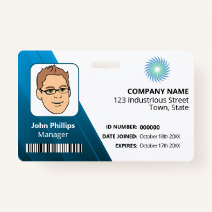 White And Blue Manager ID Logo Badge