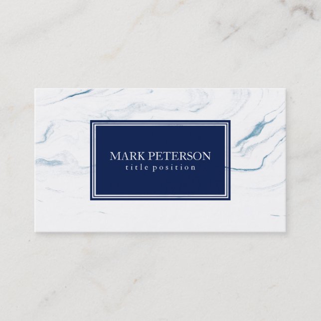 White And Blue Marble Stone Business Card (Front)