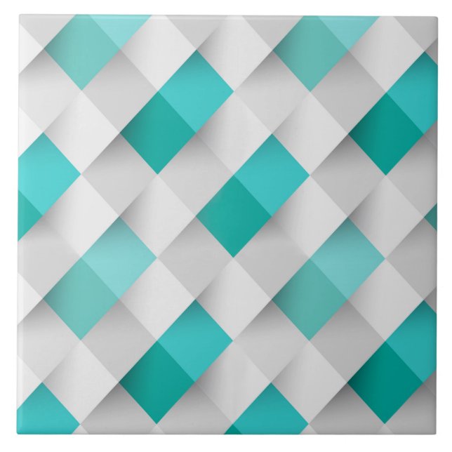 White And Blue Mosaic Pattern Ceramic Tile (Front)