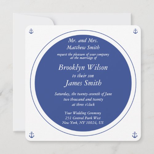 White And Blue Nautical Wedding Invitations