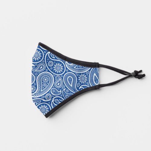 White and blue paisley pattern premium face mask