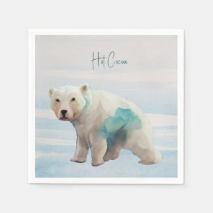 White and Blue Polar Bear Christmas Paper Napkin