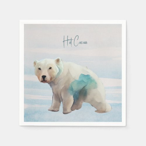 White and Blue Polar Bear Christmas Paper Napkin