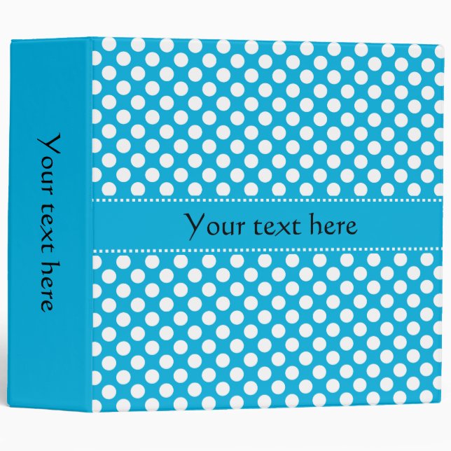 White and Blue Polka Dot 3 Ring Binder (Front/Spine)
