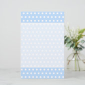 White and Blue Polka Dot Pattern. Spotty. (Standing Front)